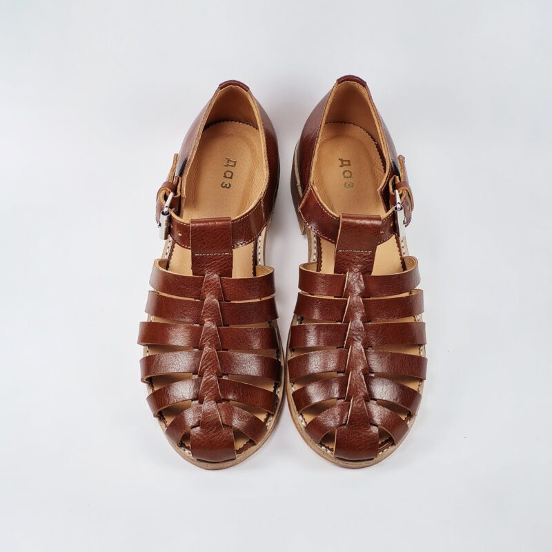 Handmade Leather Fisherman Sandals - Brown - obrazek 7