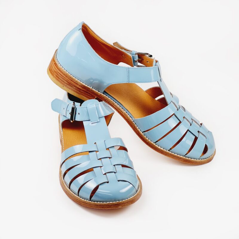 Handmade Leather Fisherman Sandals - Light blue - obrazek 2