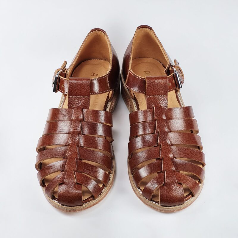Handmade Leather Fisherman Sandals - Brown - obrazek 2