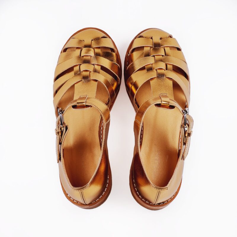 Handmade Leather Fisherman Sandals - Golden - obrazek 2