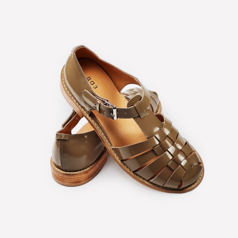 Handmade Leather Fisherman Sandals - Beige - obrazek 3