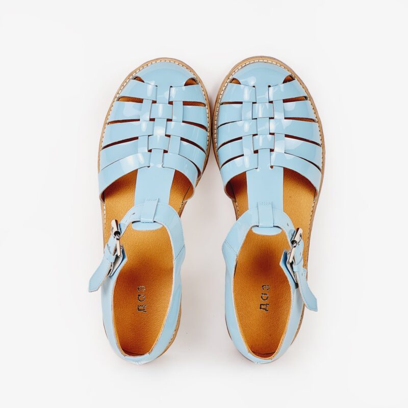 Handmade Leather Fisherman Sandals - Light blue - obrazek 6