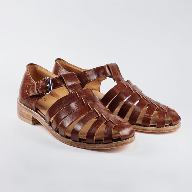 Handmade Leather Fisherman Sandals - Brown - obrazek 3