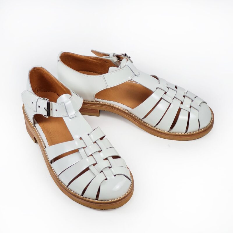 Handmade Leather Fisherman Sandals - White - obrazek 3