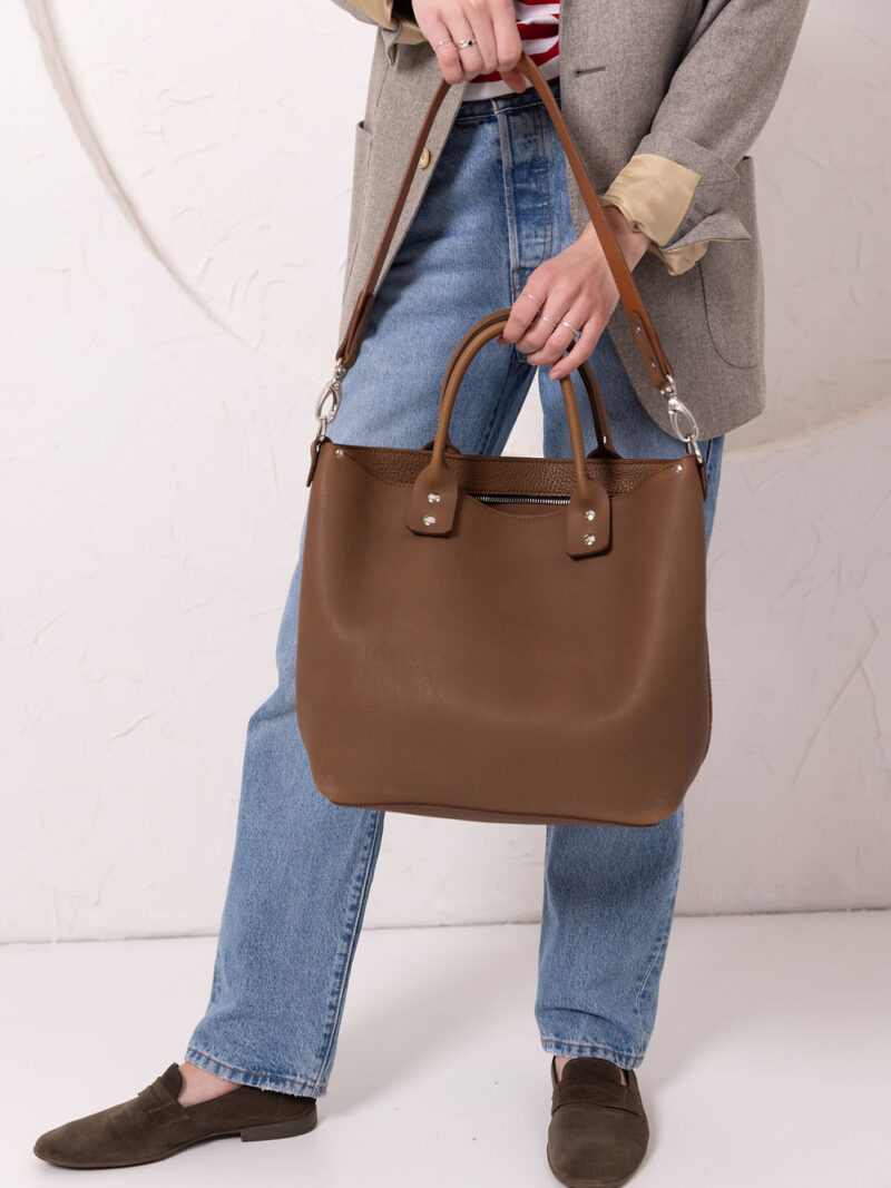 MIGLE Leather Handbag - Cappuccino - obrazek 3