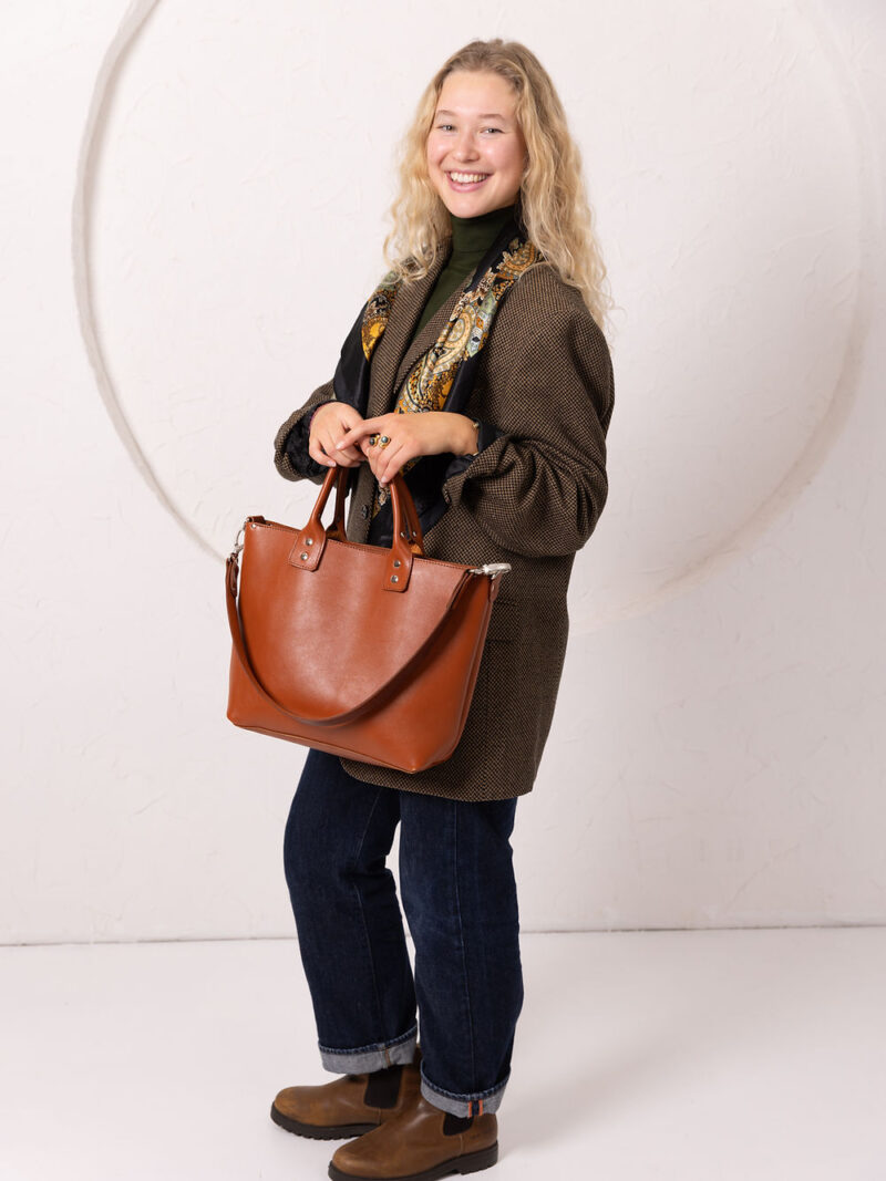 MIGLE Leather Handbag - Ginger - obrazek 5