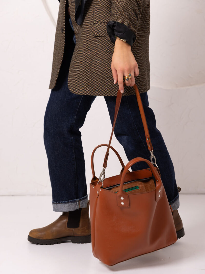 MIGLE Leather Handbag - Ginger - obrazek 6