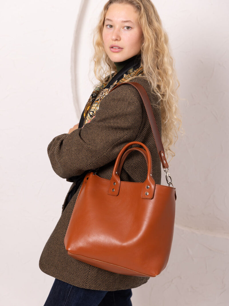 MIGLE Leather Handbag - Ginger - obrazek 7