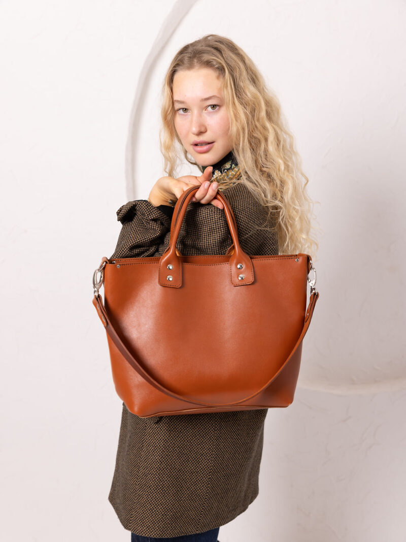MIGLE Leather Handbag - Ginger - obrazek 8