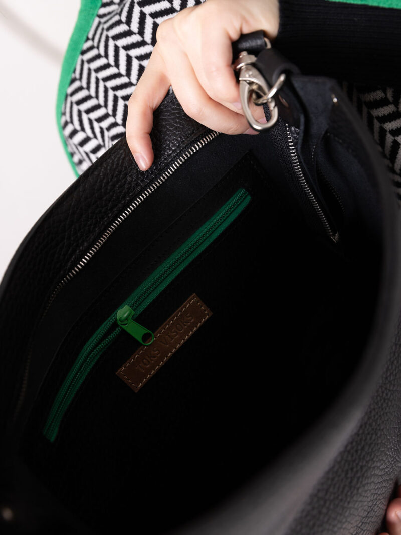 ADDISON Leather Tote - Black - obrazek 6