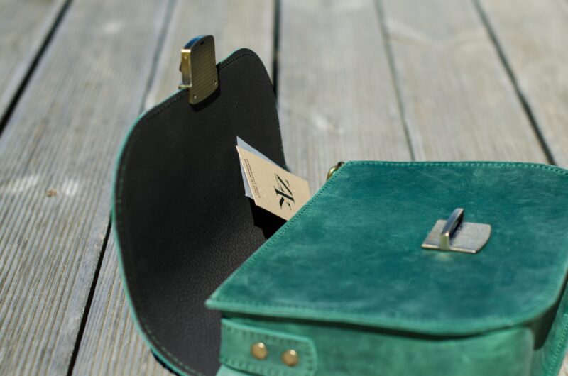 Natural Leather Saddle Bag Large – Green - obrazek 2