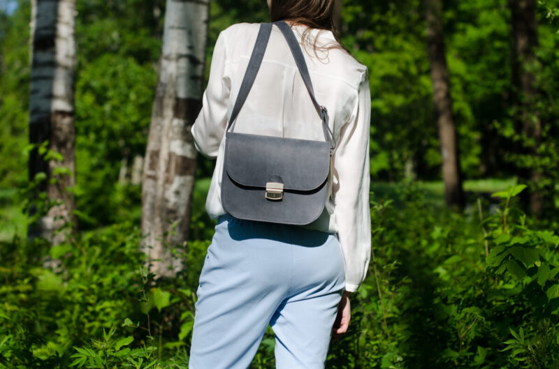 Natural Leather Saddle Bag Large – Grey - obrazek 2