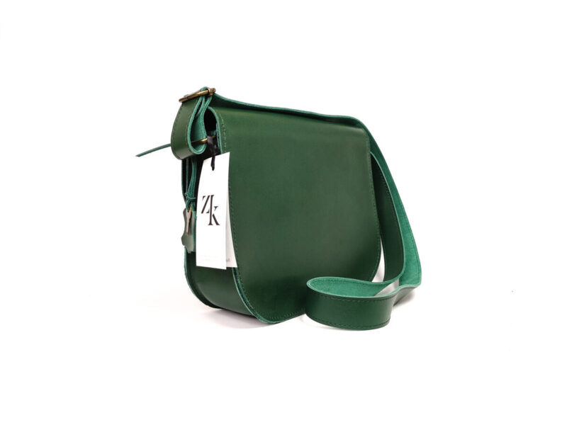 Natural Leather Saddle Bag Large – Green - obrazek 4