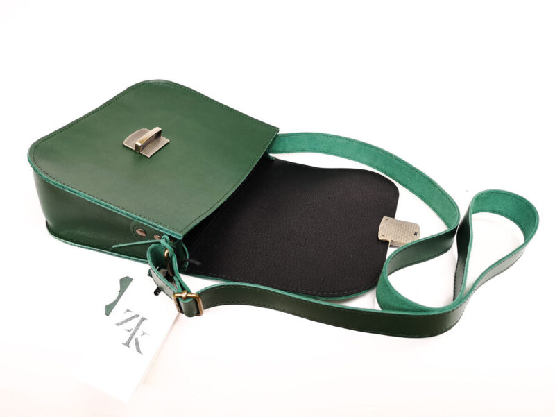 Natural Leather Saddle Bag Large – Green - obrazek 5