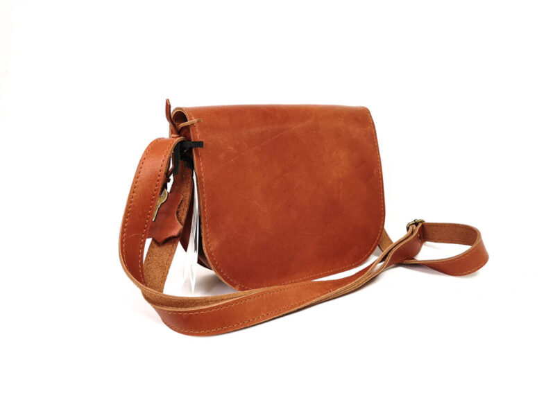 Natural Leather Saddle Bag Medium – Light Brown - obrazek 2