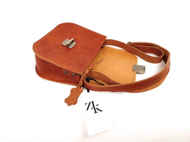 Natural Leather Saddle Bag Medium – Light Brown - obrazek 3