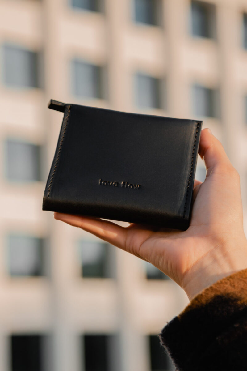 Classic Leather Wallet MINI TAAL - Black - obrazek 5