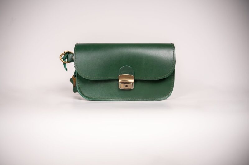 Natural Leather Saddle Bag Mini - Green - obrazek 4
