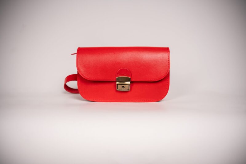 Natural Leather Saddle Bag Mini - Red - obrazek 4