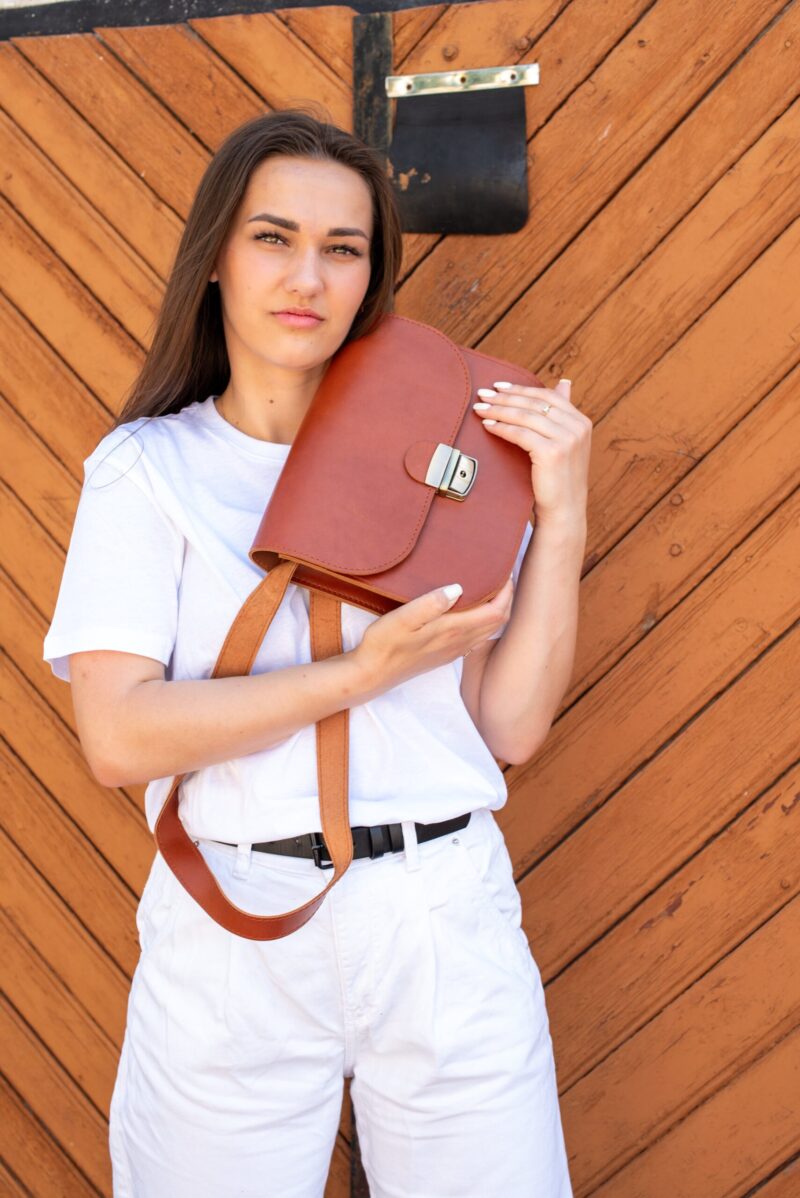 Natural Leather Saddle Bag Large – Light Brown - obrazek 6