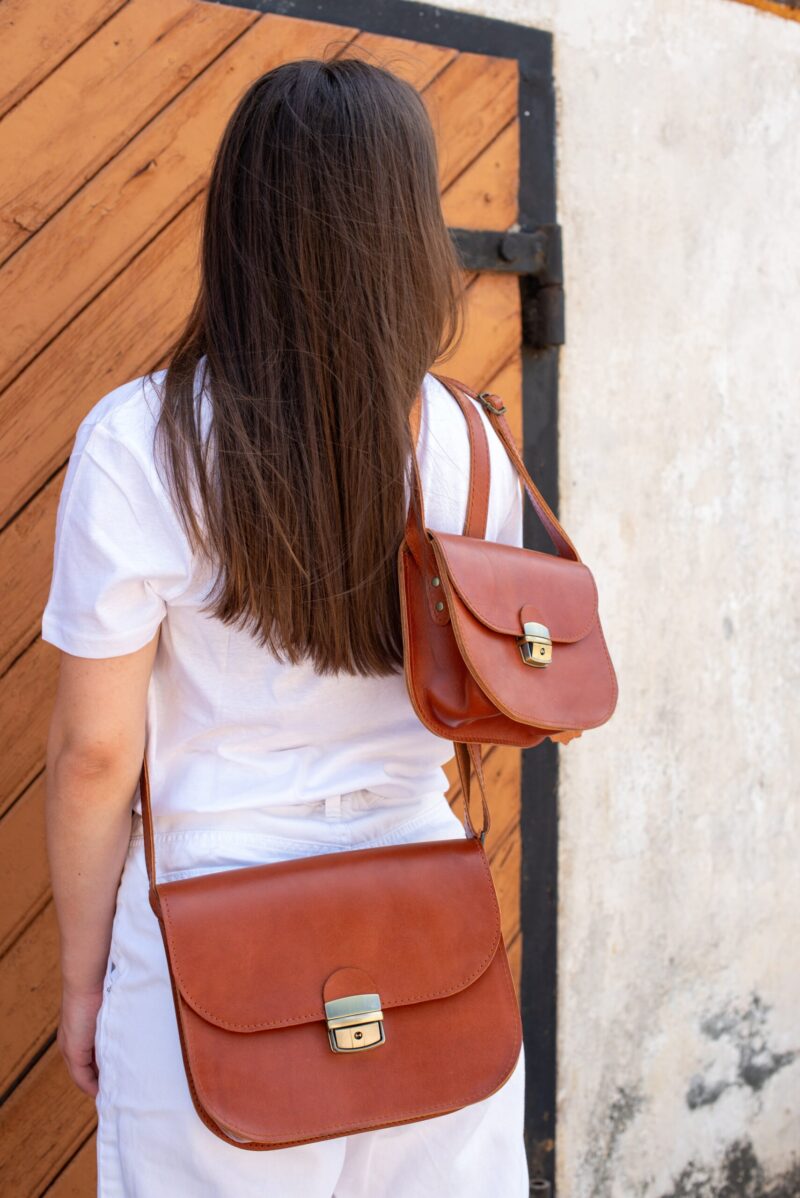 Natural Leather Saddle Bag Large – Light Brown - obrazek 7
