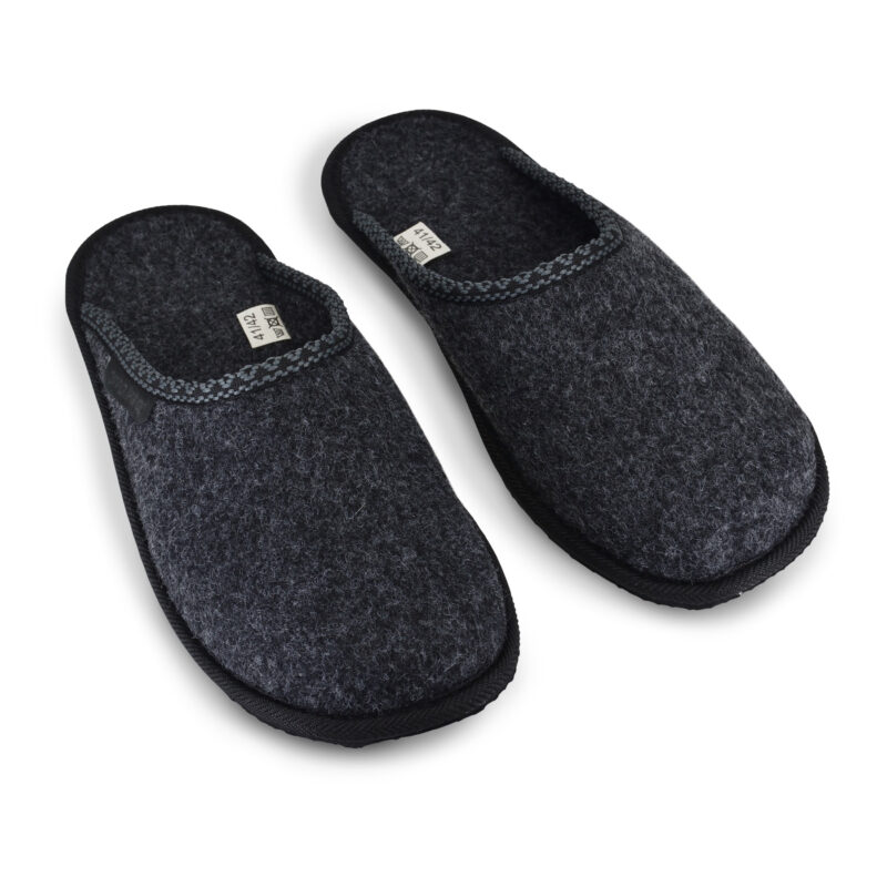 Natural Felt Slippers Mustja - obrazek 2