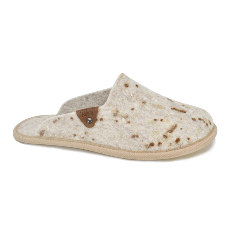 Natural felt slippers Pelsi - Beige with Dots - obrazek 2