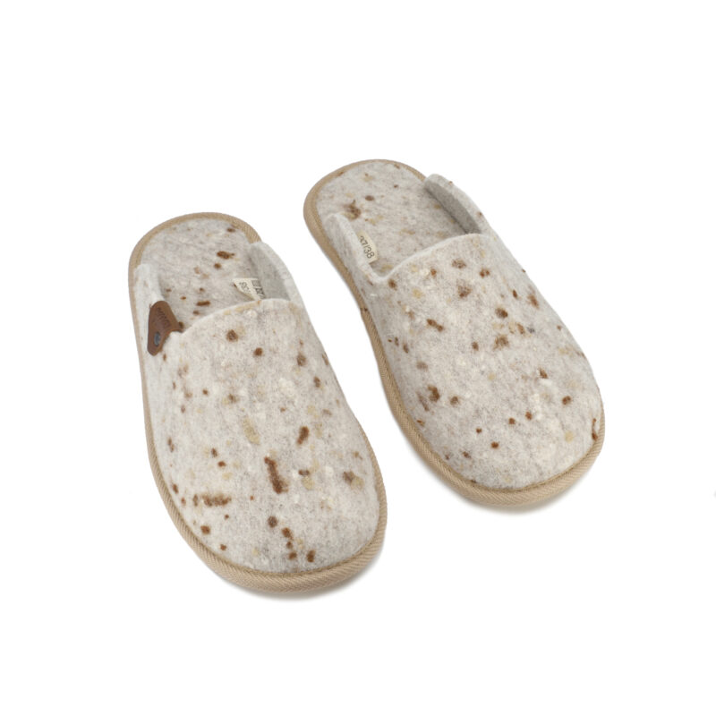 Natural felt slippers Pelsi - Beige with Dots - obrazek 3