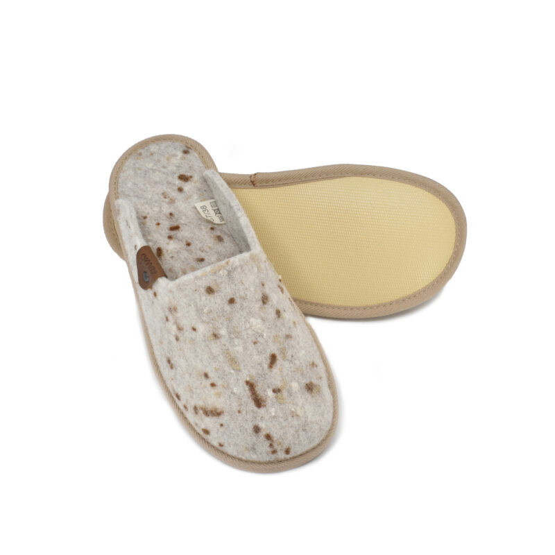 Natural felt slippers Pelsi - Beige with Dots - obrazek 4