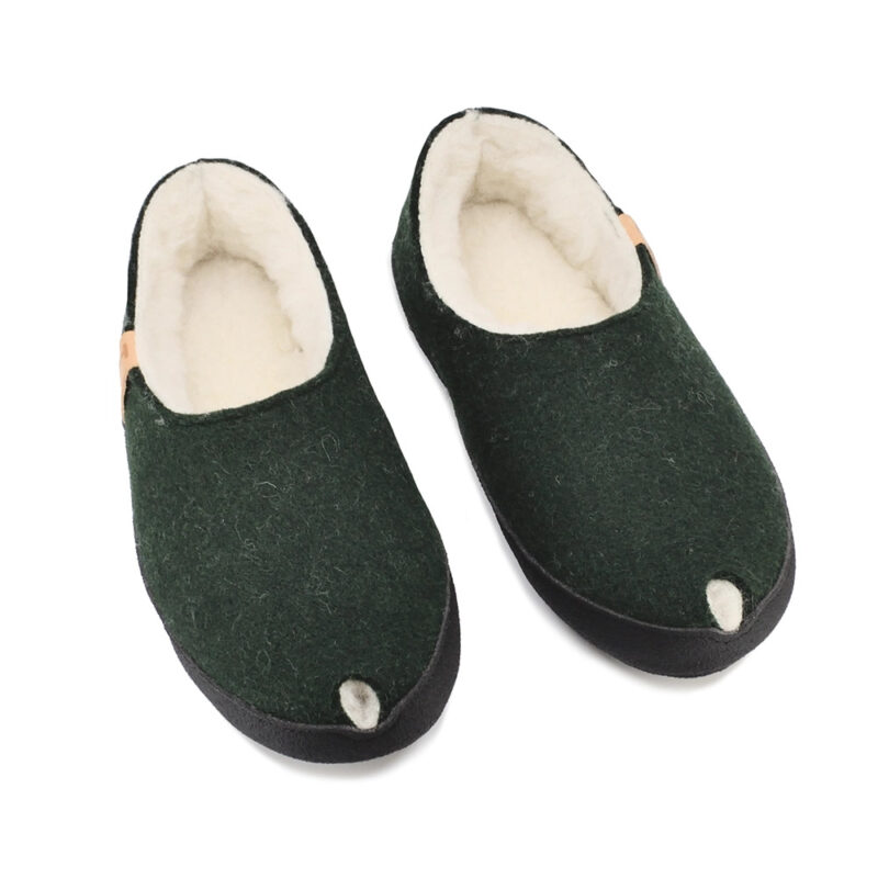 TOKU Budapest Slippers with Lambswool - Dark Green - obrazek 5