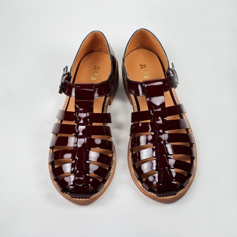 Handmade Leather Fisherman Sandals - Burgundy - obrazek 6
