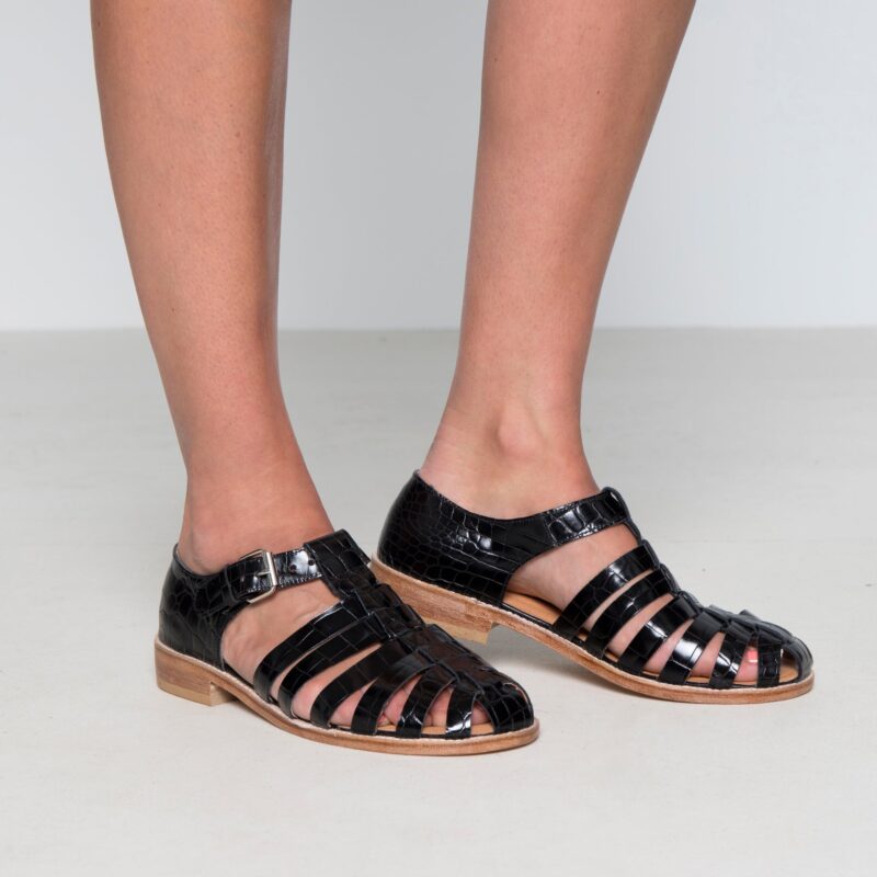Handmade Leather Fisherman Sandals - Burgundy - obrazek 3