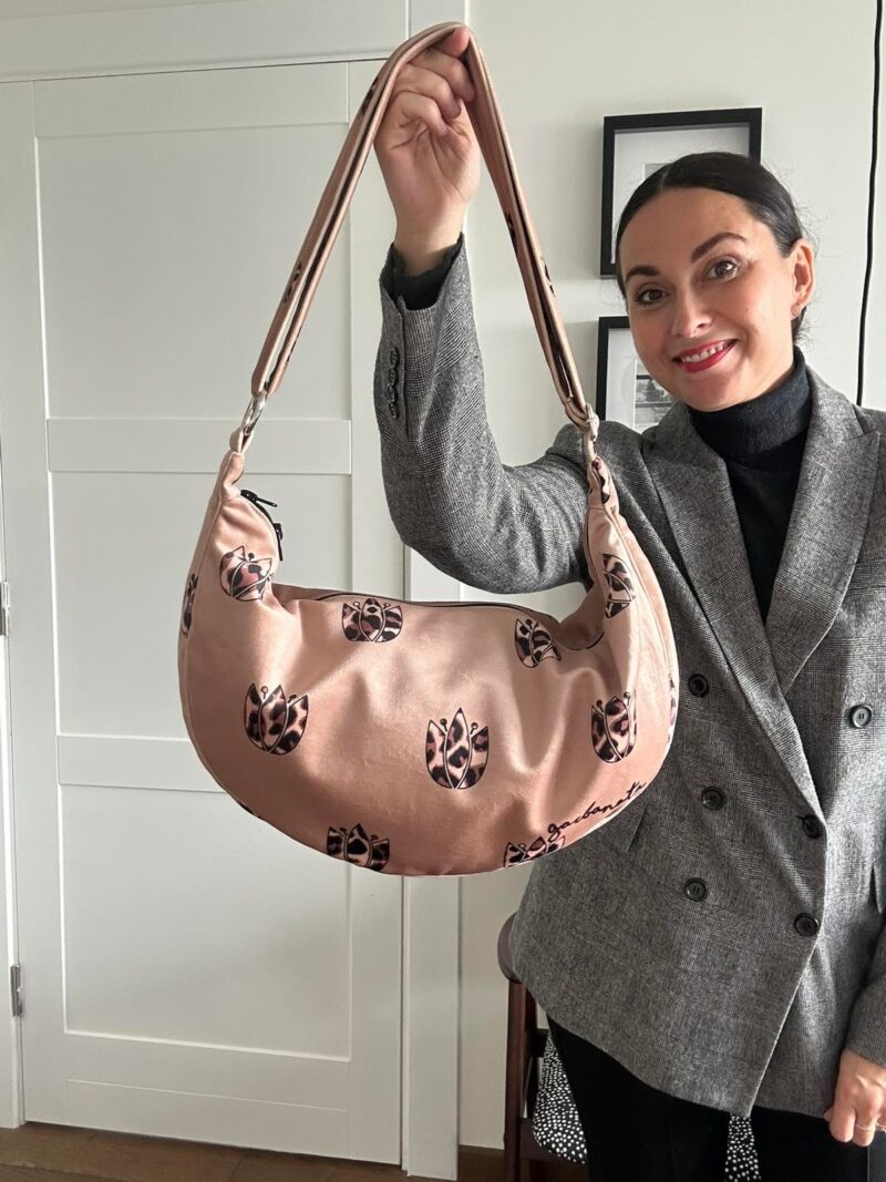 Hobo Bag - Brown Leopard Tulips - obrazek 4