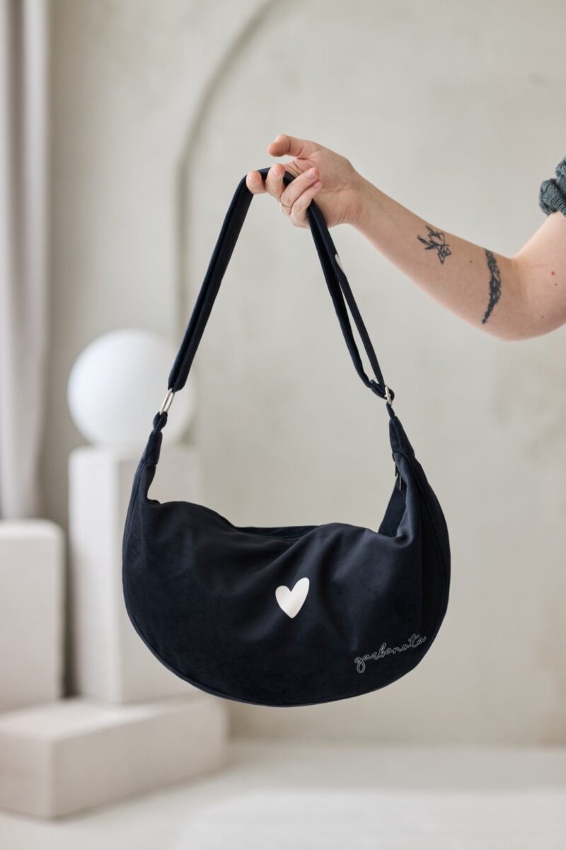Hobo Bag Heart - Black - obrazek 7
