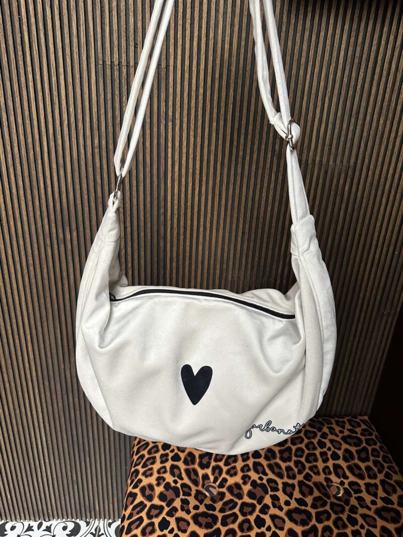 Hobo Bag Heart - White - obrazek 3