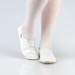Leather Gymnastics Slippers With Rubber Detail and Sole - White