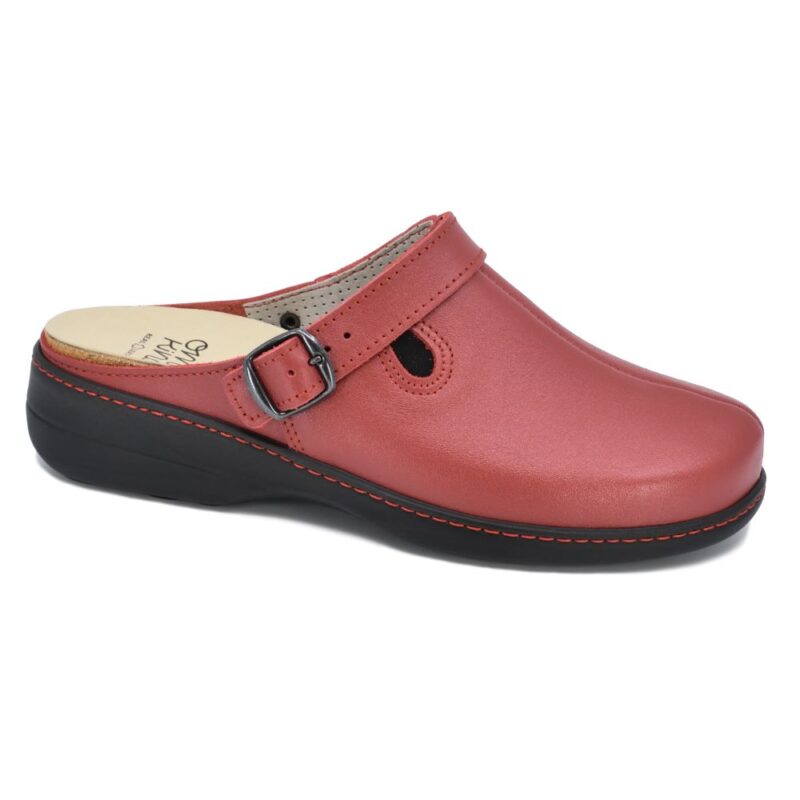 Loosu Closed Toe Leather Sandals - Red - obrazek 2