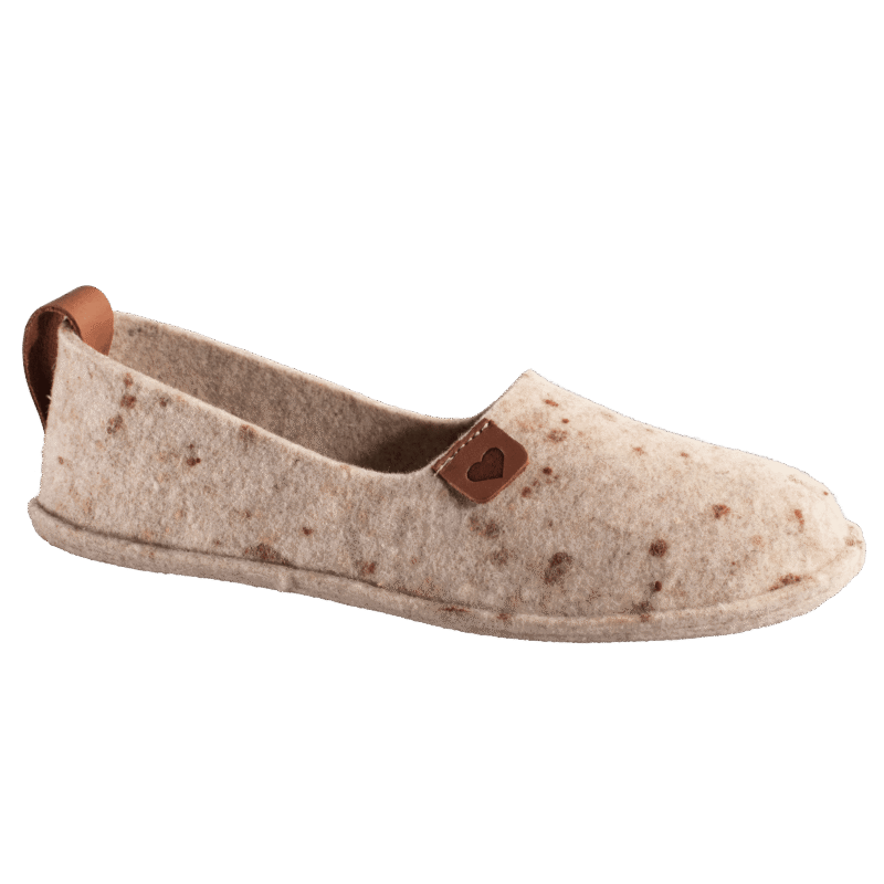 Natural felt and rubber sole slippers Toku - Beige - obrazek 2