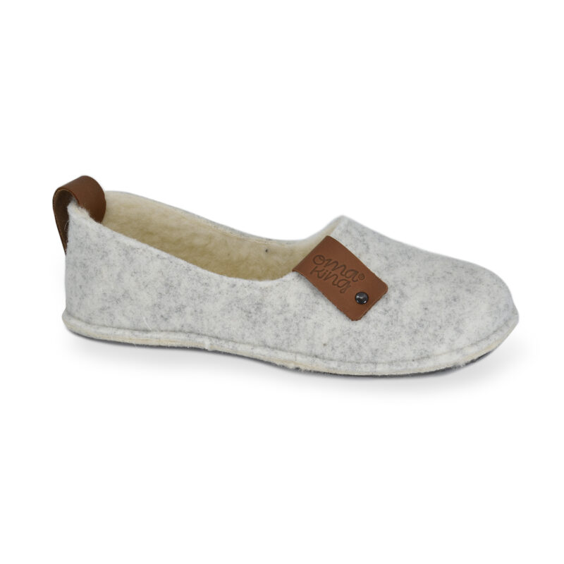 Natural felt and lambswool slippers Toku - White - obrazek 2