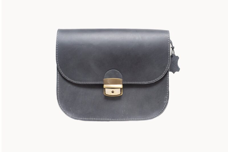 Natural Leather Saddle Bag Large – Grey - obrazek 9