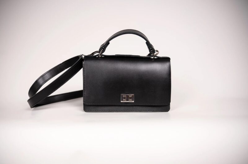 Small Briefcase Handbag - Black - obrazek 3