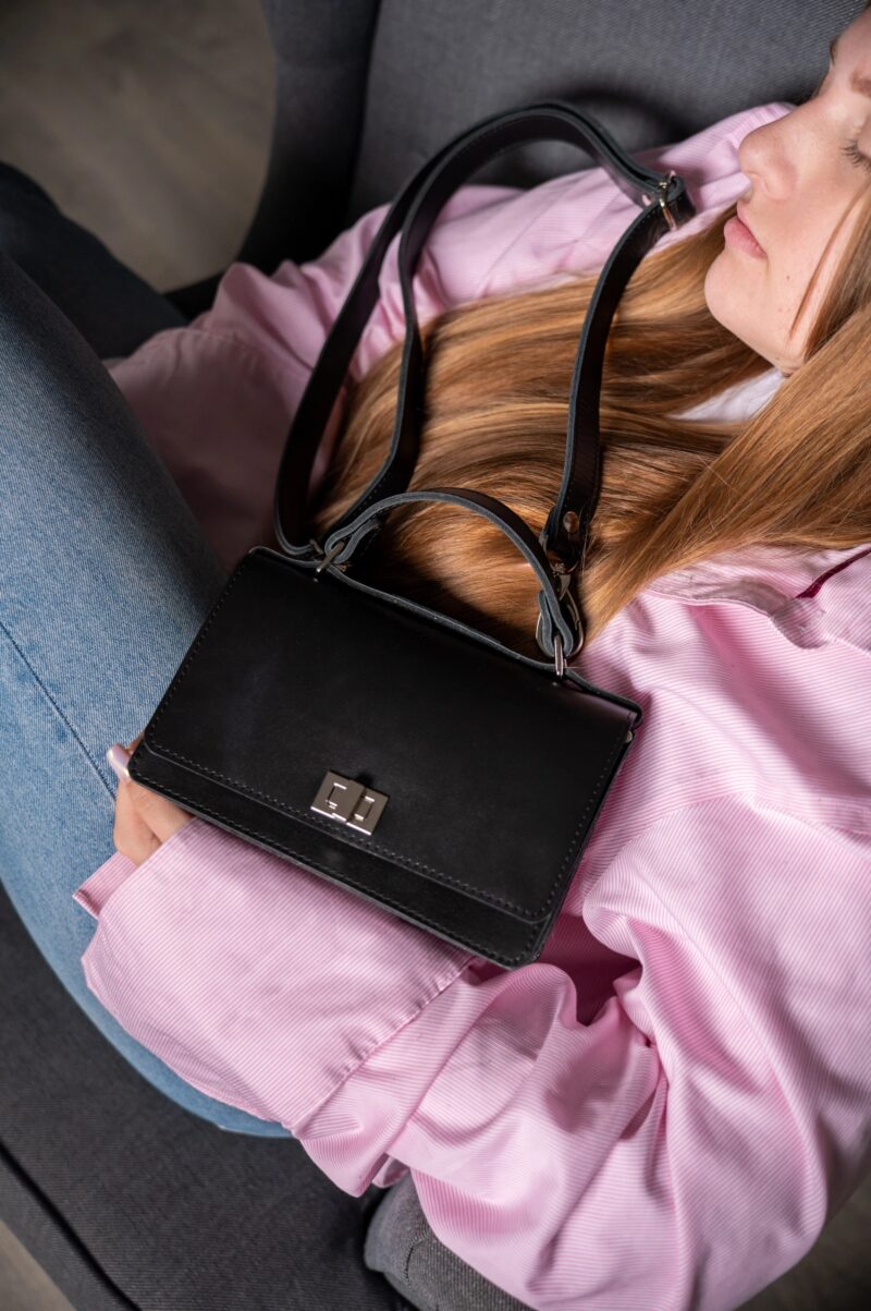 Small Briefcase Handbag - Black - obrazek 5
