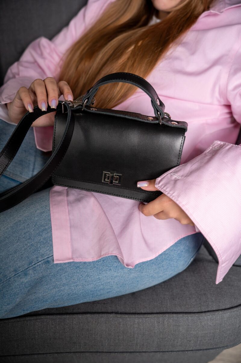 Small Briefcase Handbag - Black - obrazek 14