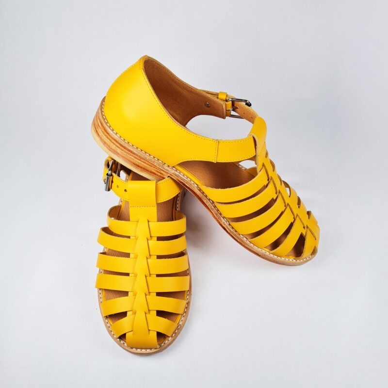 Handmade Leather Fisherman Sandals - Yellow - obrazek 3
