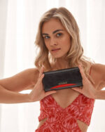 Zestaw prezentowy: duży, skórzany portfel damski, brelok i długopis — Peterson-10