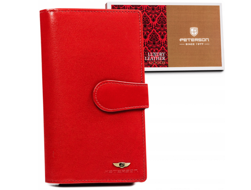 Duży, skórzany portfel damski na zamek i zatrzask - Peterson-1 Duży, skórzany portfel damski na zamek i zatrzask - Peterson-1