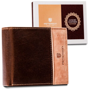 Skórzany dwukolorowy portfel męski - Peterson-1