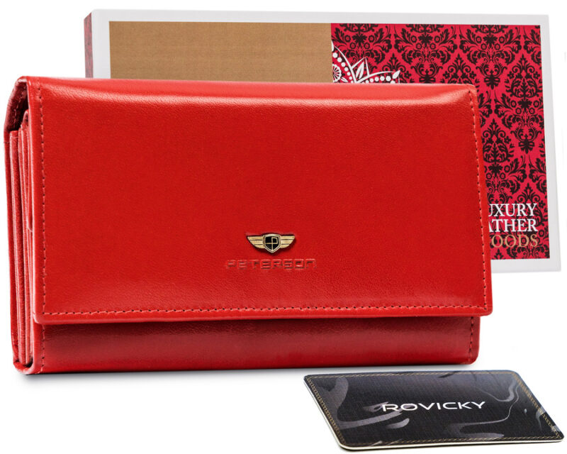 Skórzany portfel damski z zewnętrzną kieszenią - Peterson-1 Skórzany portfel damski z zewnętrzną kieszenią - Peterson-1