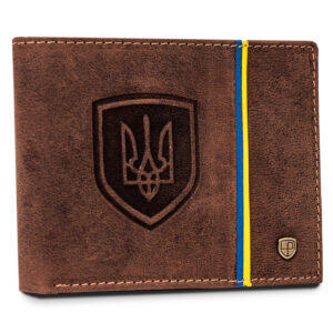 Nubukowy portfel męski z godłem Ukrainy - Peterson-1