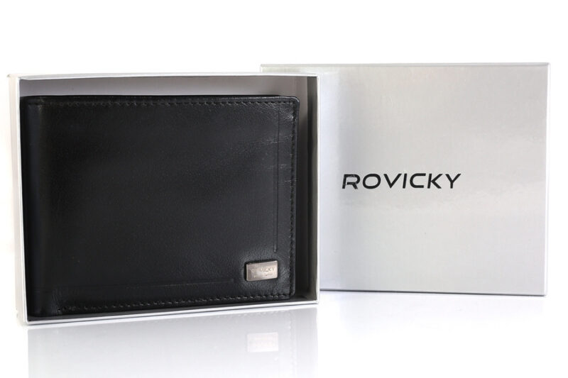 Skórzany portfel męski z ochroną kart RFID Protect - Rovicky-1 Skórzany portfel męski z ochroną kart RFID Protect - Rovicky-1